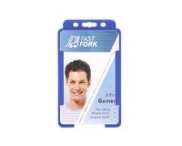 Mid Blue Single-Sided Open Faced ID Card Holders - Portrait (Pack of 100)